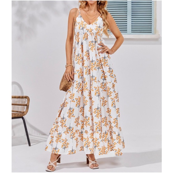 Bohemian Floral Print Cottagecore Maxi Dress - Picture 2 of 6